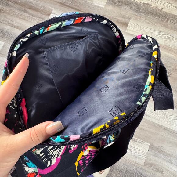 Vera Bradley Quilted Backpack Black Multicolor Butterfly Print Medium Size - Picture 5 of 9